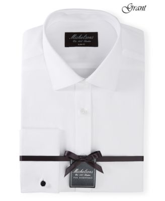 MICHELSONS OF LONDON - Men's Slim-Fit Solid French Cuff Tuxedo Shirt