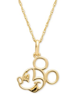 Disney - Children's Mickey Mouse 15" Pendant Necklace in 14k Gold