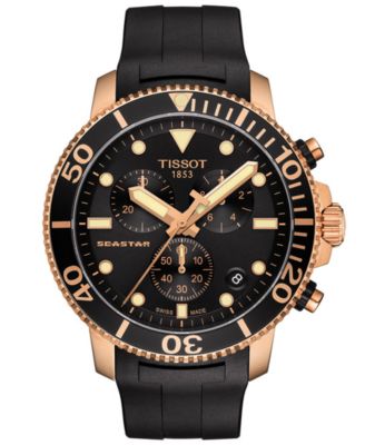 Tissot - Men's Swiss Chronograph Seastar 1000 Black Rubber Strap Watch 45.5mm