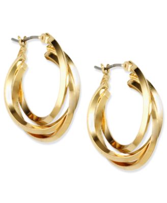 Anne Klein - Gold-Tone Three Ring Hoop Earrings