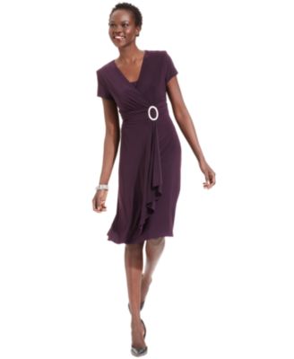 R & M Richards - Dress, Short-Sleeve Faux-Wrap