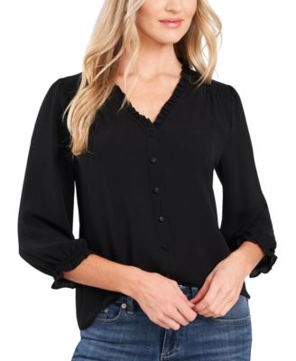 CeCe - Ruffled Button-Front Top