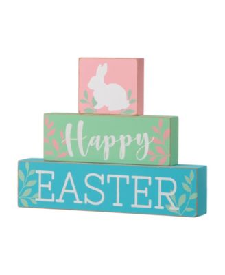 Glitzhome - 9.5"L Wooden Easter Block Table Decor