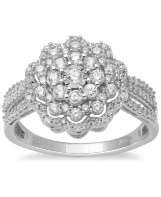 Macy's - Diamond Cluster Ring (3/4 ct. t.w.) in 10k White Gold