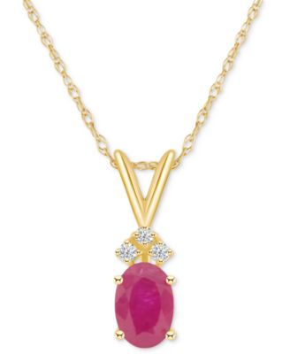 Macy's - Ruby (1 ct. t.w.) & Diamond Accent 18" Pendant Necklace in 14k Gold (Also in Sapphire)