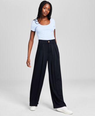 And Now This - Women's Pleat-Front Wide-Leg Soft Pants