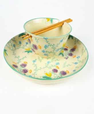 Euro Ceramica - Ella Ramen Bowl and Dinner Bowl Set in Aqua