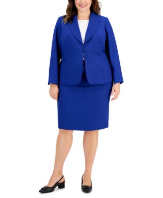 Le Suit - Plus Size Seamed Crepe Jacket Slim Skirt Suit