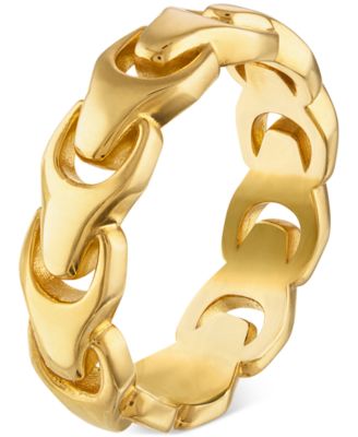 Bulova - Men's Link Ring in 14k Gold-Plated Sterling Silver