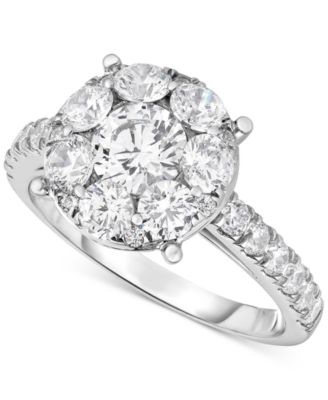 Macy's - Diamond Halo Cluster Engagement Ring (2 ct. t.w.) in 14k White Gold