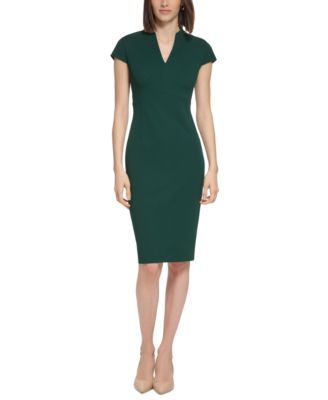 Calvin Klein - Women's V-Neck Cap Sleeve Sheath Dress