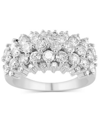 Macy's - Diamond Multirow Horizontal Cluster Ring (2 ct. t.w.) in 14k White Gold