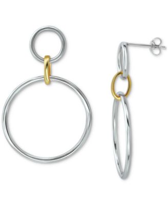 Giani Bernini - Polished Interlocking Circle Drop Earrings in Sterling Silver & 18k Gold-Plate