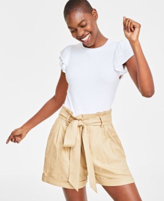 On 34th - Women's Flutter-Sleeve Ribbed Top, Created for Macy's