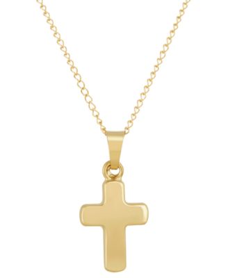 Macy's - Children's Polished Tiny Cross 13" Pendant Necklace in 14k Gold