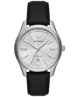 Emporio Armani - Men's Automatic Black Leather Strap Watch 41mm