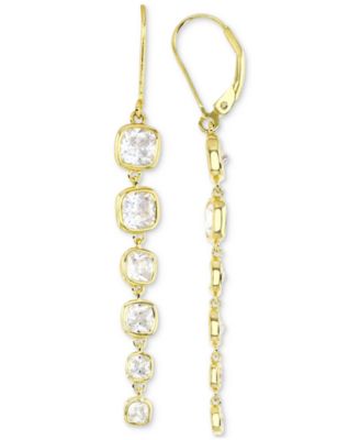 Macy's - Cubic Zirconia Graduated Bezel Linear Drop Earrings