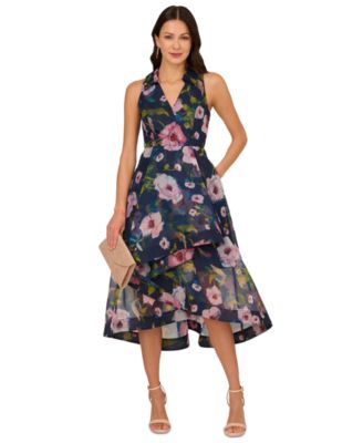 Adrianna Papell - Women's Floral High-Low Organza Dress