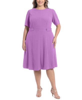 London Times - Plus Size Fit & Flare Scuba Crepe Midi Dress