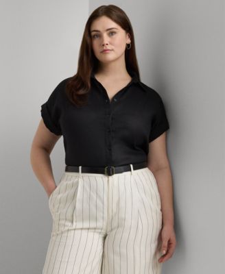 Lauren Ralph Lauren - Plus Size Linen Dolman Sleeve Top