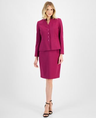 Le Suit - Stand-Collar Pencil Skirt Suit, Regular & Petite