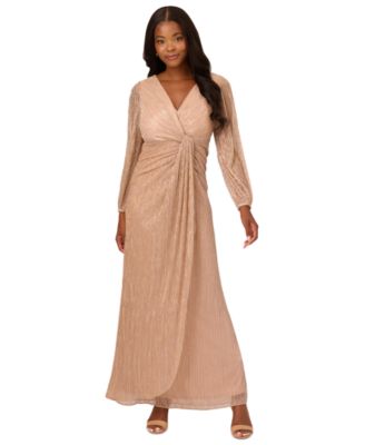 Adrianna Papell - Women's Metallic Crinkled Draped Gown