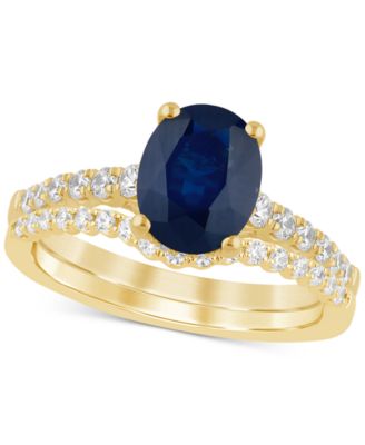 Macy's - Sapphire (2-1/4 ct. t.w.) & Diamond (1/4 ct. t.w.) Bridal Set in 14k Gold