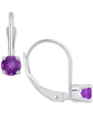 Macy's - Amethyst Solitaire Leverback Earrings (1/2 ct. t.w.) in 14k White Gold (Also in Additional Gemstones)