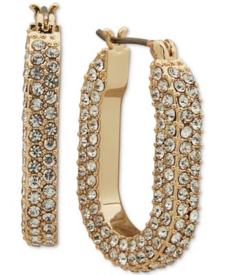 KARL LAGERFELD PARIS - Gold-Tone Crystal Pav&eacute; Small Hoop Earrings, .87"