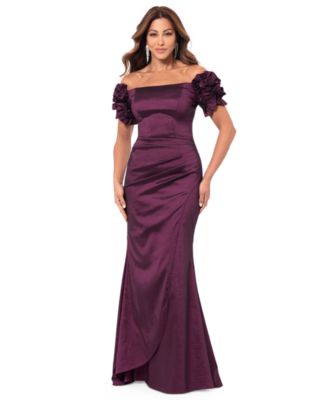 XSCAPE - Women's Off-The-Shoulder Floral-Sleeve Dress