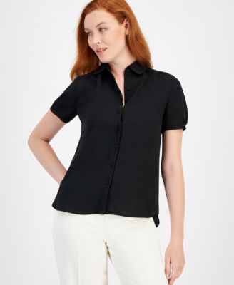 Anne Klein - Cap-Sleeve Button Blouse