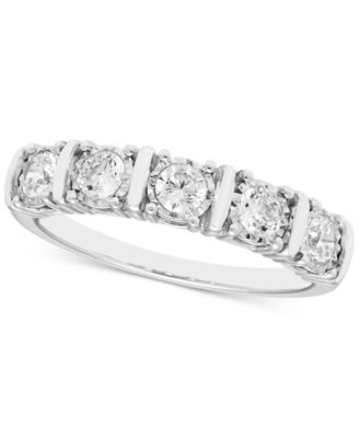 Macy's - Diamond Five Stone Wedding Band (1/2 ct. t.w.) in 14k White Gold