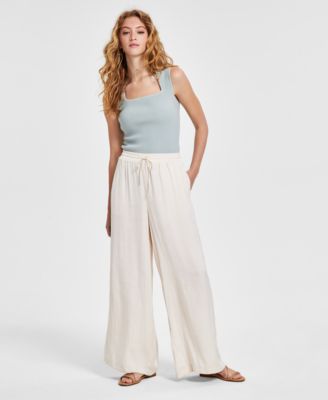 Bar III - Women's Drawstring-Waist Wide-Leg Pants