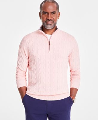 Club Room - Men's Cable-Knit Quarter-Zip Cotton Sweater