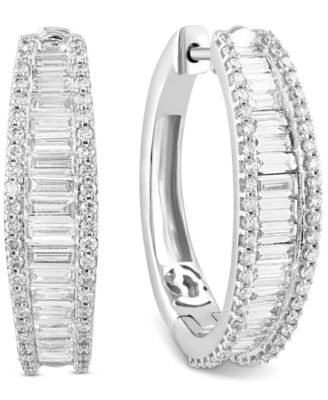 EFFY Collection - Lab Grown Diamond Baguette & Round Hoop Earrings (2-3/8 ct. t.w.) in 14k White Gold