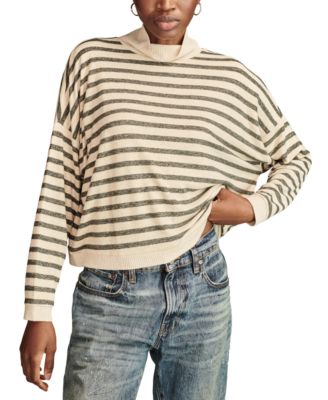 Lucky Brand - Women's Cloud Stripe Drapey Mock Neck Top