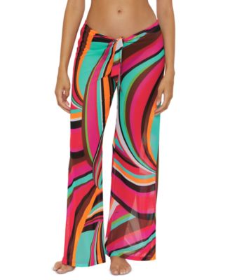 Trina Turk - Women's Swoop Print Mesh Tie-Front Cover-Up Pants