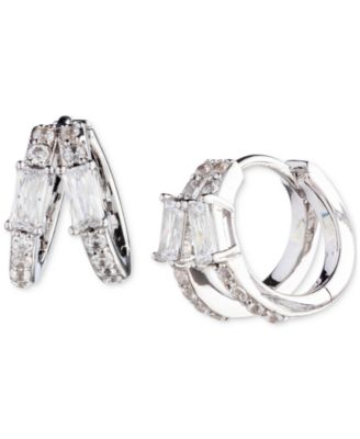 Ralph Lauren - Sterling Silver Small Mixed-Cut Cubic Zirconia Split-Hoop Earrings, 0.55"