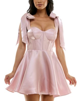 B Darlin - Juniors' Tie-Strap Corset Fit & Flare Dress