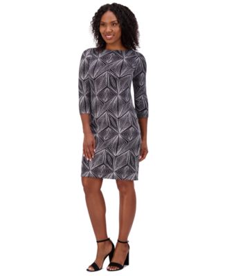 Jessica Howard - Petite 3/4-Sleeve Glitter-Knit Sheath Dress