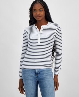 On 34th - Women's Long-Sleeve Knit Henley Shirt, Created for Macy's