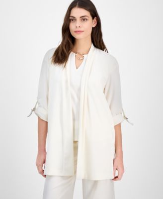 Anne Klein - Women's Draped 3/4-Sleeve Cardigan Sweater