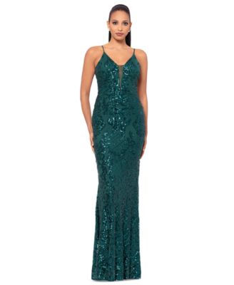 Betsy & Adam - Women's Sequin Embellished Sleeveless Gown