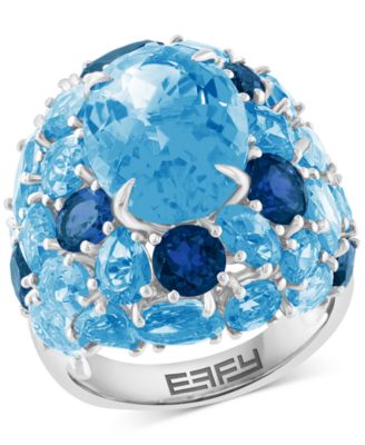 EFFY Collection - Blue Topaz (18 ct. t.w.) & London Blue Topaz (3 ct. t.w.) Cluster Ring in Sterling Silver