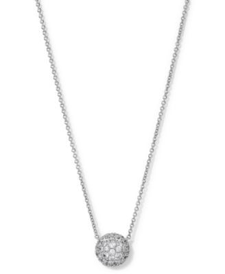 Eliot Danori - Silver-Tone Cubic Zirconia Pav&eacute; Dome Circle Necklace, 16" + 2" extender