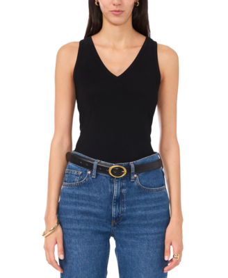 Vince Camuto - Women's V-Neck Keyhole Split Back Sleeveless Top