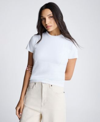 Kenneth Cole - Women's Crewneck Short-Sleeve Bustier T-Shirt