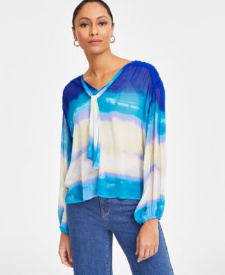 I.N.C. International Concepts - Women's Printed Tie-Neck Top