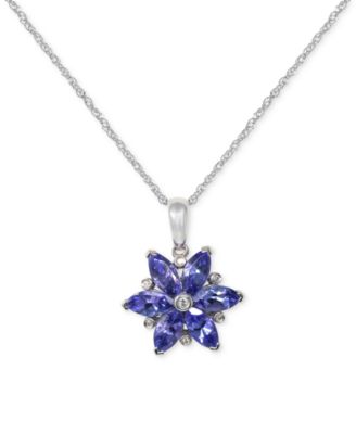 Macy's - Tanzanite (1-3/8 ct. t.w.) & Diamond Accent Starflower Pendant Necklace in 14k White Gold