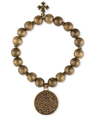 Patricia Nash - Gold-Tone Dark Crystal Disc Beaded Stretch Bracelet